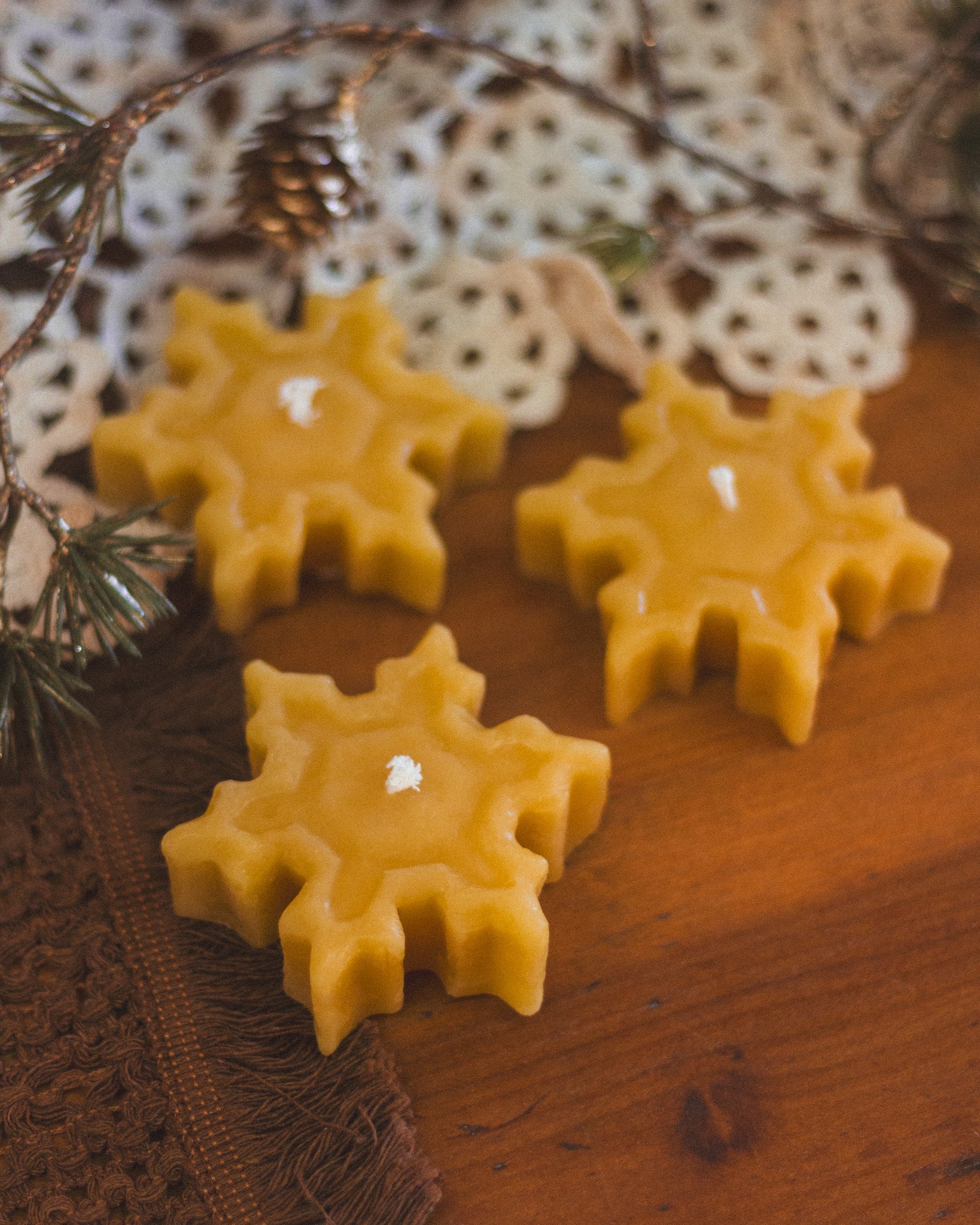 Snowflake Beeswax Candle