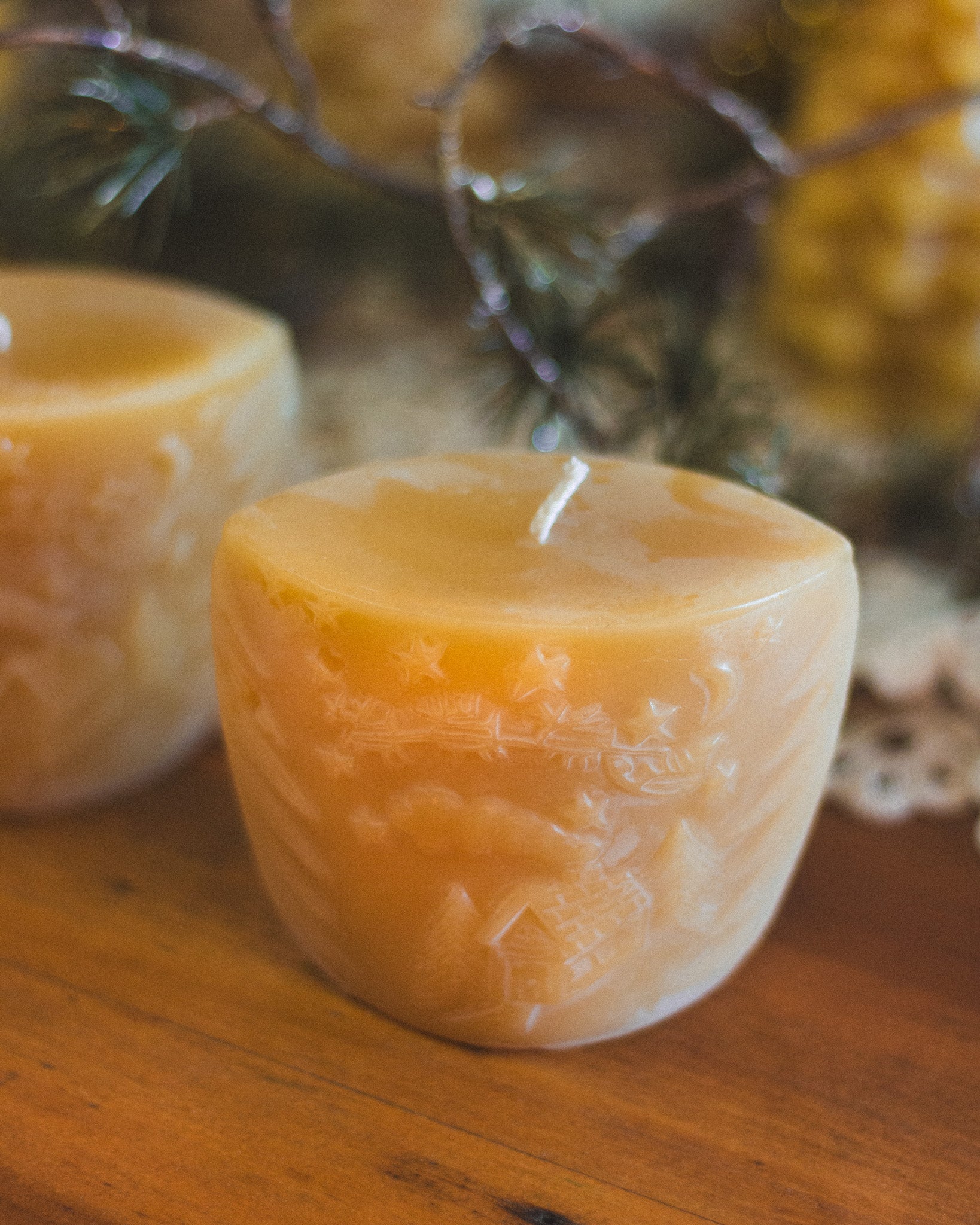 Night Before Christmas Beeswax Pillar Candle